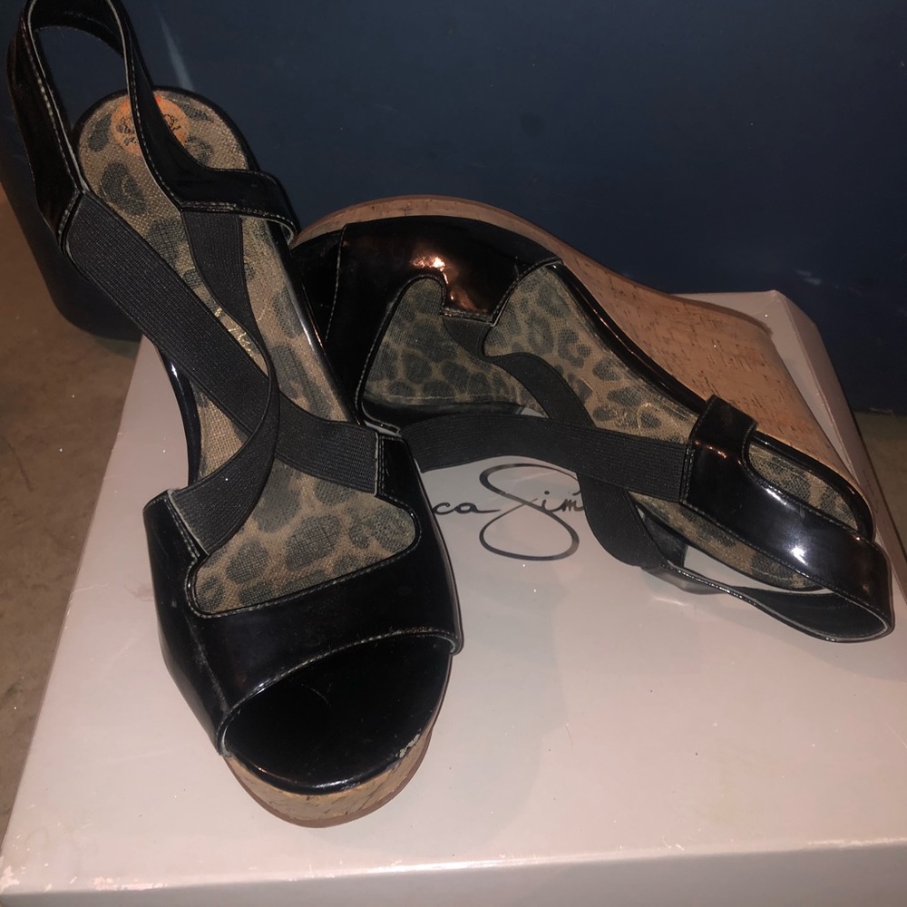 Jessica Simpson patten leather wedges sz 10
